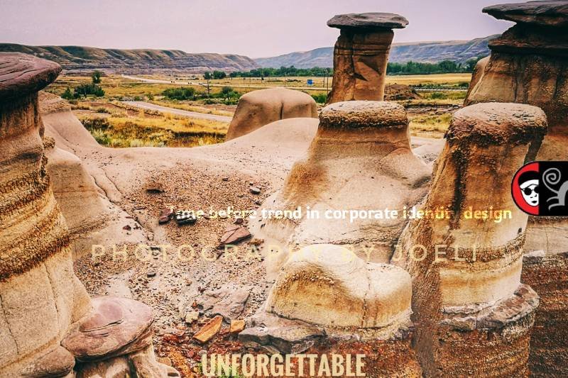 Design as responsibility illustrated through the Alberta Hoodoos in Canada, formed by long-term structural forces and irreversible consequences in corporate identity design